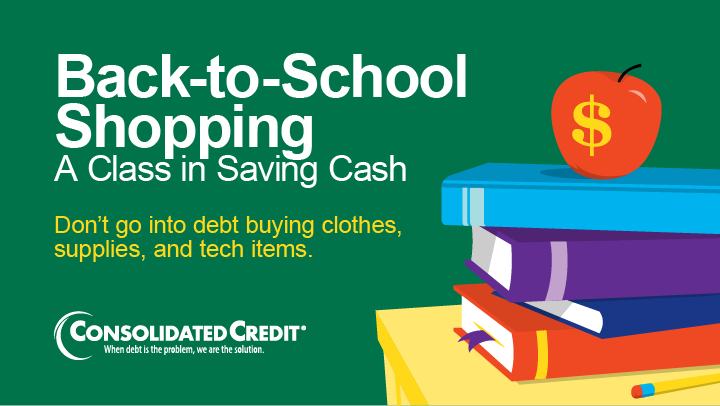 Back To School Shopping, a class is saving cash by consolidated Credit