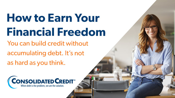 How to Earn Your Financial Freedom Consolidated Credit Poster.