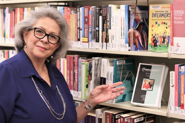 Maria at the library